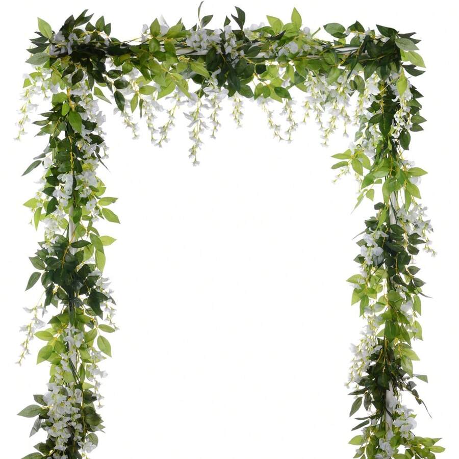 1/4 Pcs Artificial Flowers Garland,Total 28.8ft Artificial Wisteria Vine Silk Hanging Flower For Home Garden Outdoor Ceremony Wedding Arch Floral Decor