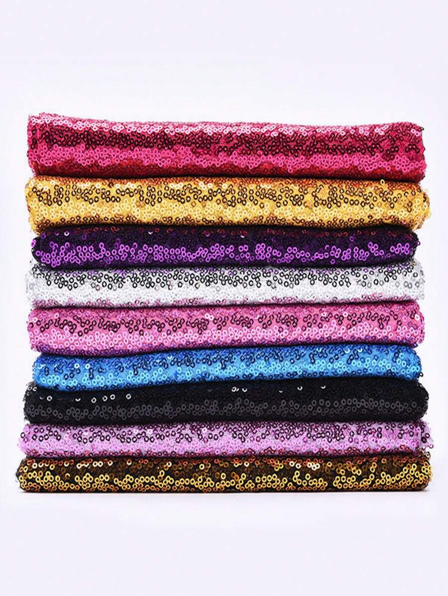 1pc Sparkly Embroidered Sequin Fabric Piece, Precut DIY Material For Dress, Wedding Gown, Bag, Tablecloth, Wedding Party Decor