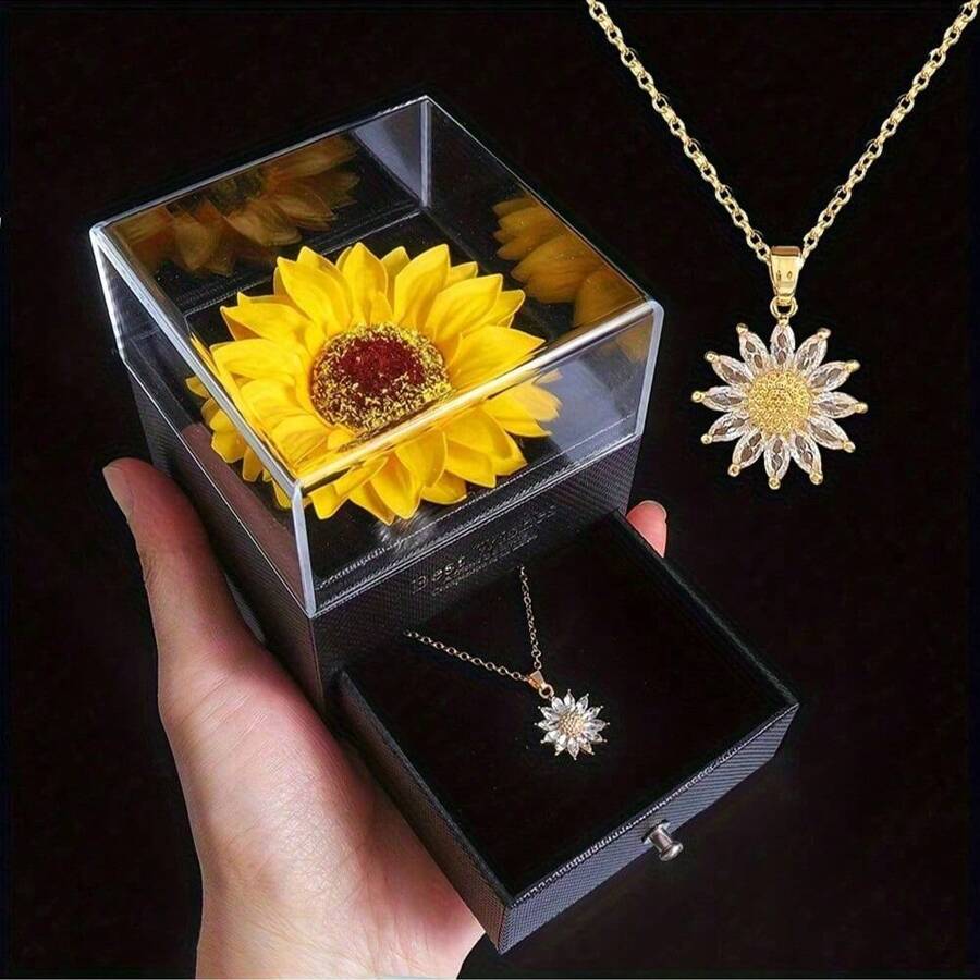 Timeless Affection, Sunflower Necklace Gift Box Set - Perfect For Valentine's, Anniversaries, Mother's Day & More - Ideal For Girlfriend, Wife, Grandma, Birthday & Party Favors