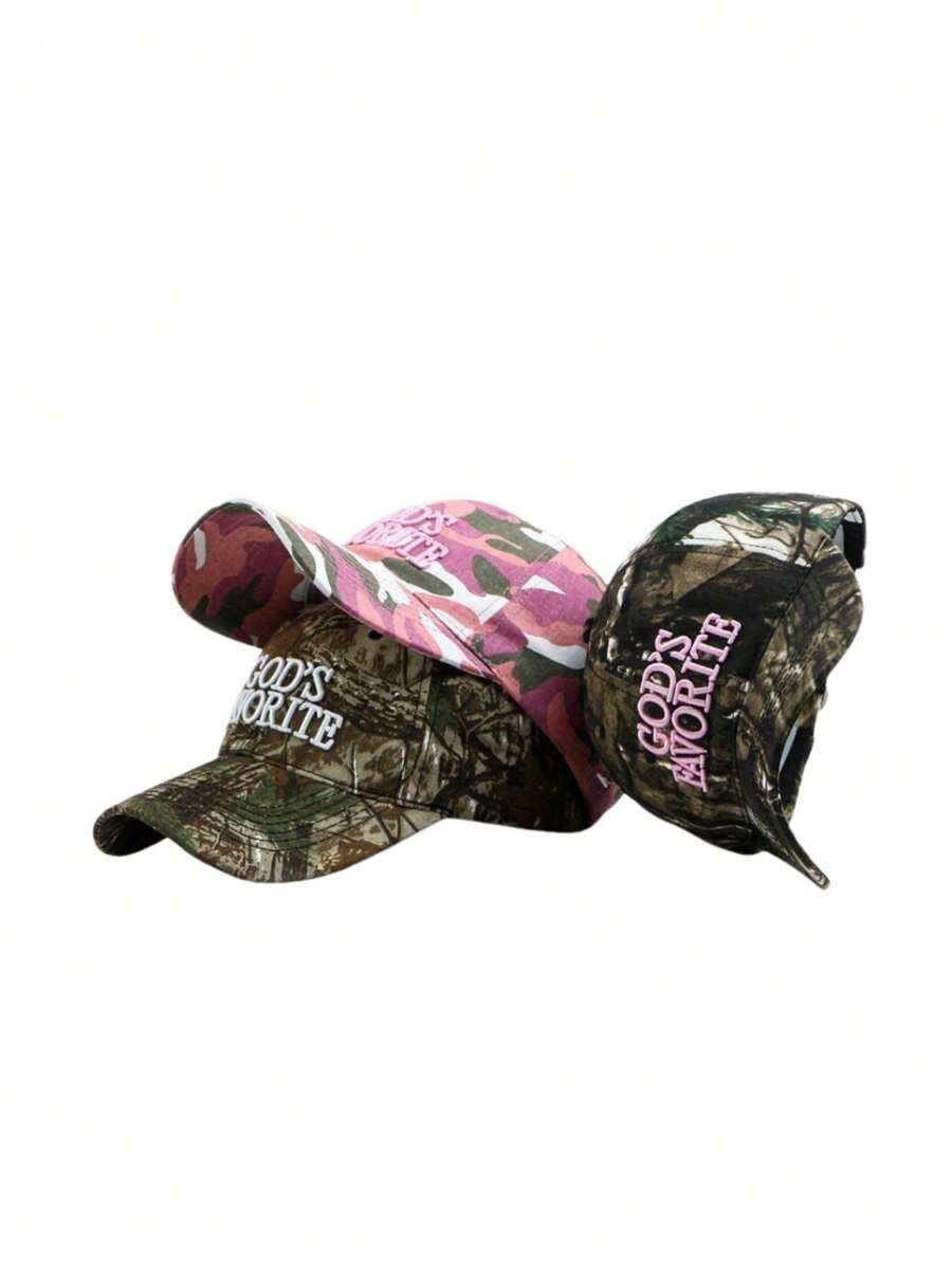 God's Favorite Embroidered Camouflage Jungle Splatter Print Streetwear Baseball Cap (Print Pattern And Hang Tag Randomly Assorted)