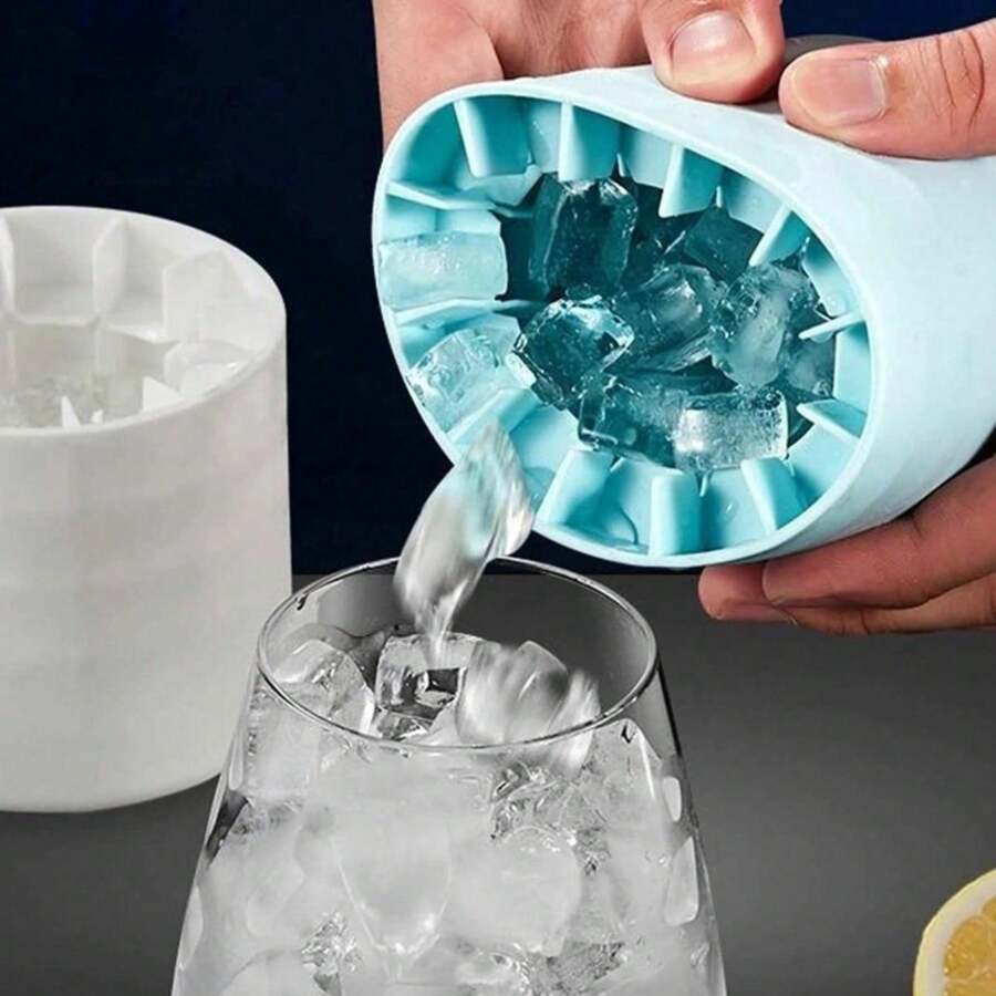 1pc Silicone Portable Ice Mold For Ice Cube Making, Easy Release Silicone Ice Cube Mold, Holds Up To 60 Ice Cubes