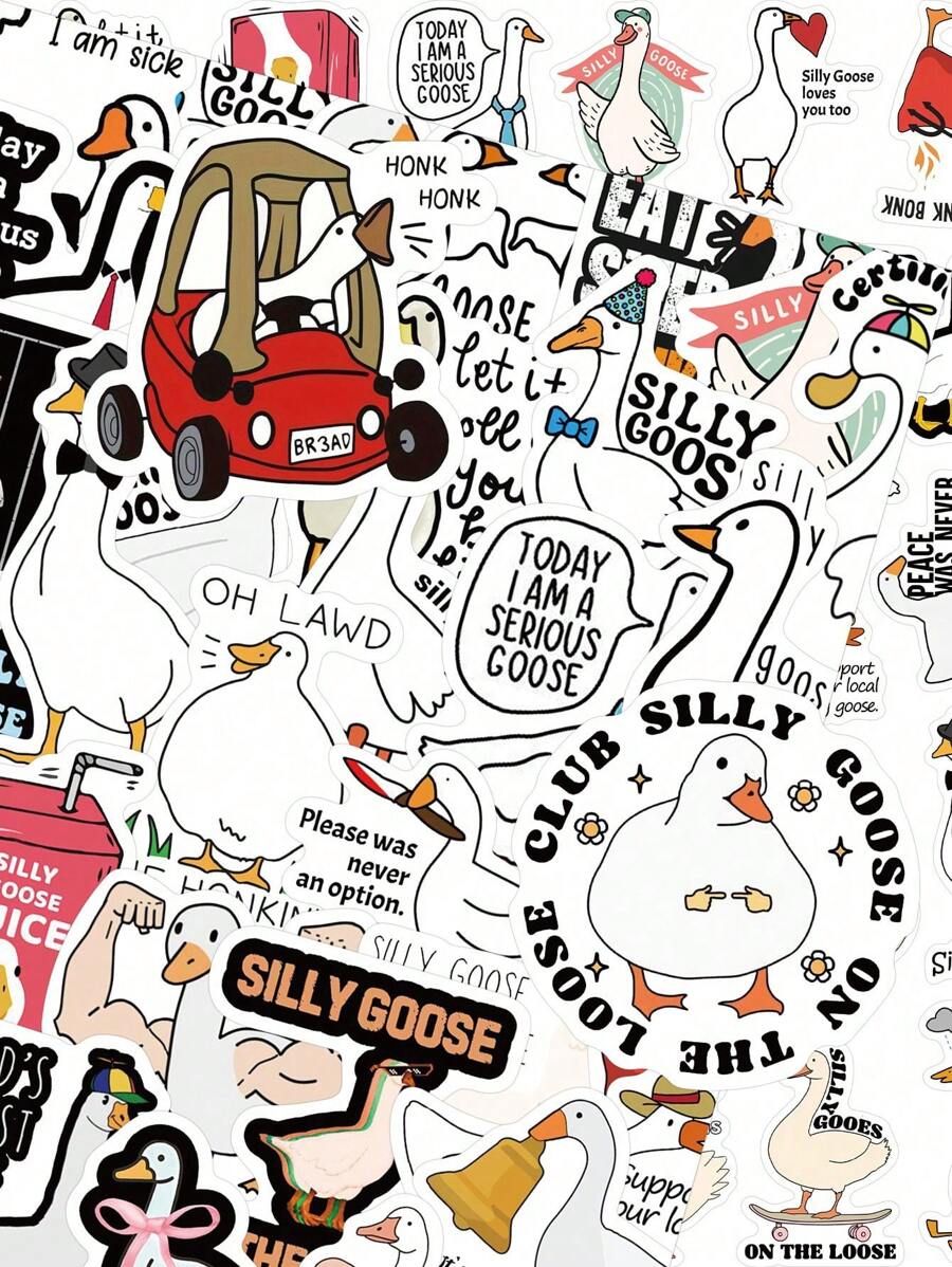50Pcs Funny Silly Goose Stickers DIY Scrapbook Laptop Water Bottles Computer Phone Guitar Waterproof Decorative Sticker,School Supplies,Back To School
