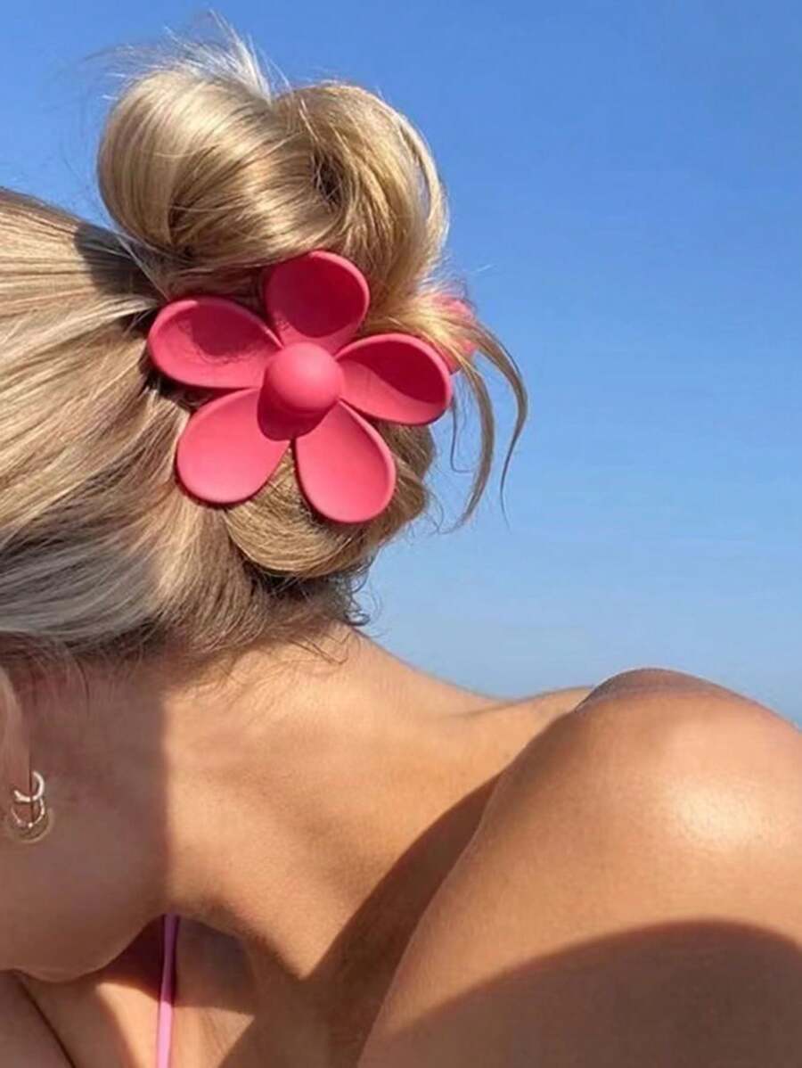 1pc Rose Pink Five-Petals Flower Hair Clip, Suitable For Everyday Wear Hair Claws Claw Clips Hair Clips Hair Jaw Clip Hair Clamps Hair Clutch Hair Catcher Clip