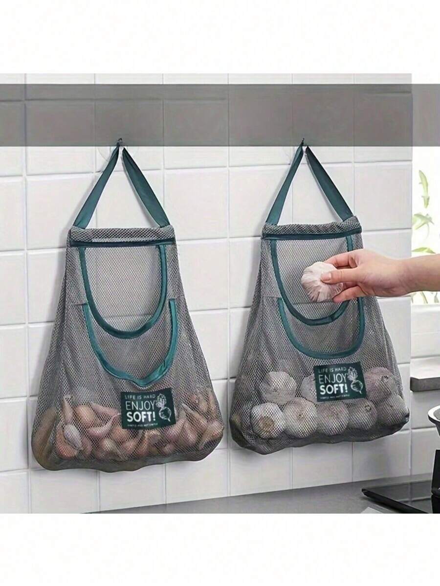 1/2 Stücke vielseitiger Küchen-Aufbewahrungsnetz-Beutel - Wandmontierter Organizer für Obst, Gemüse, Ingwer und Knoblauch | Essenzielles Heimaccessoire (Bitte überprüfen Sie die Größe sorgfältig, bevor Sie eine Bestellung aufgeben.)