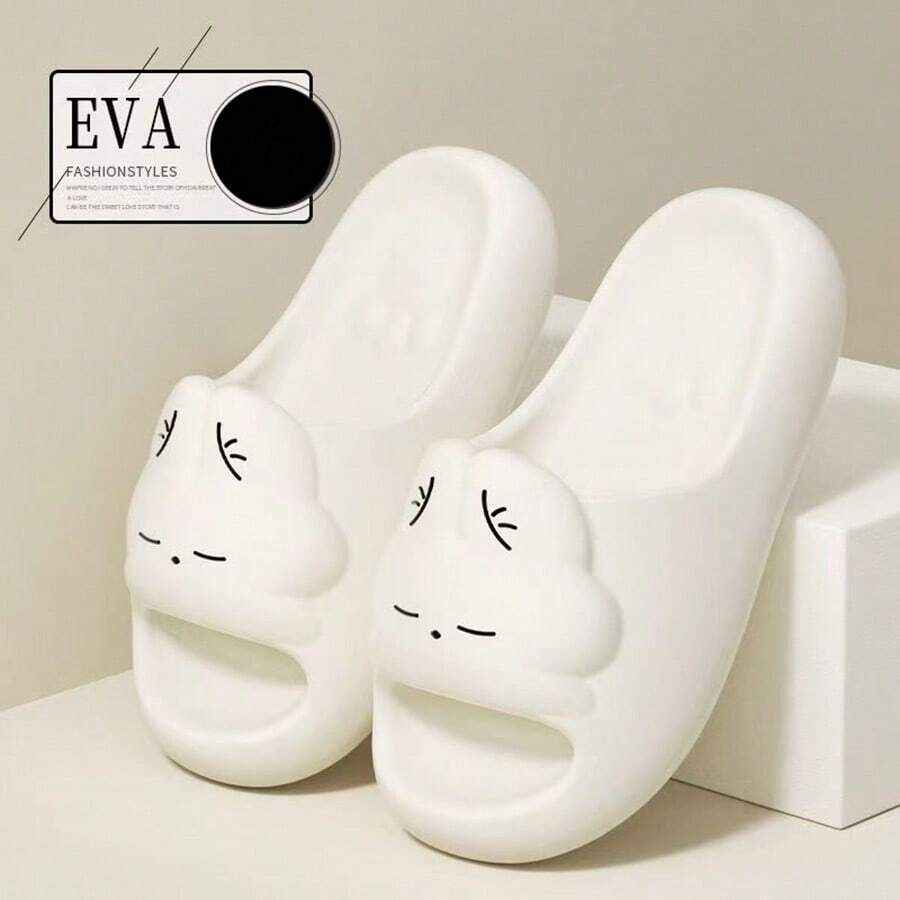 Cute Cartoon Rabbit Design Soft, Breathable, Non-Slip Sole, Solid Color, Comfortable EVA Slippers For Women, Suitable For Home And Bathroom, Can Be Worn Year-Round