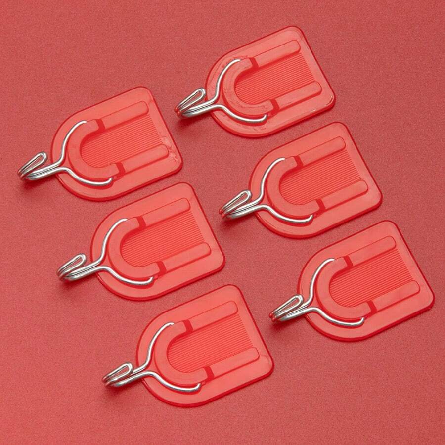 Festive Adhesive Hook Red U-Shaped Small Plastic Adhesive Hook Chinese Knot Pendent Hook Behind The Door Hanger Hanger Color Size Random Full Glue/Not Enough Glue Random