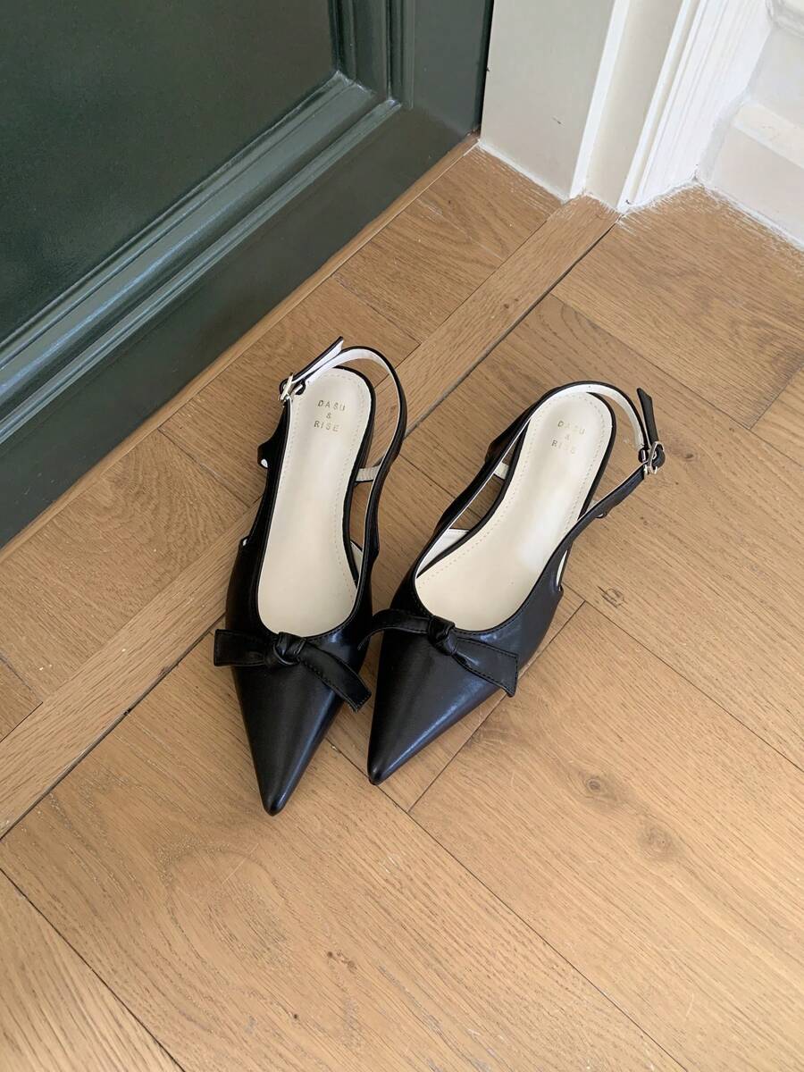1 Paar elegante Einfarbige Schleifenballerinas aus Kunstleder, modischer Grundstil für Büro, Party, Hochzeit, Urlaub, Frühling/Sommer
