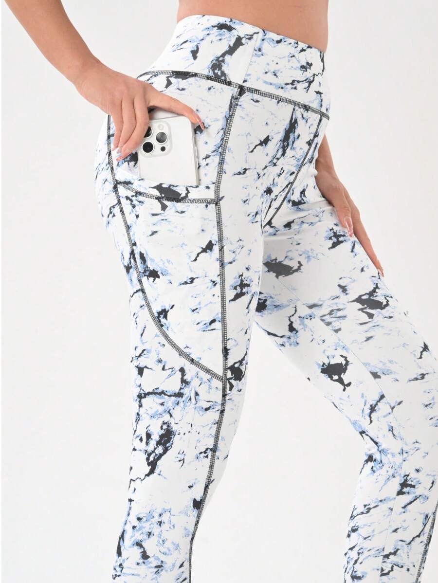 Women's High Waist Printed Yoga Pants With Pockets, Hip Lift And Tummy Tuck, Seamed And Comfortable For Yoga Workout Gym