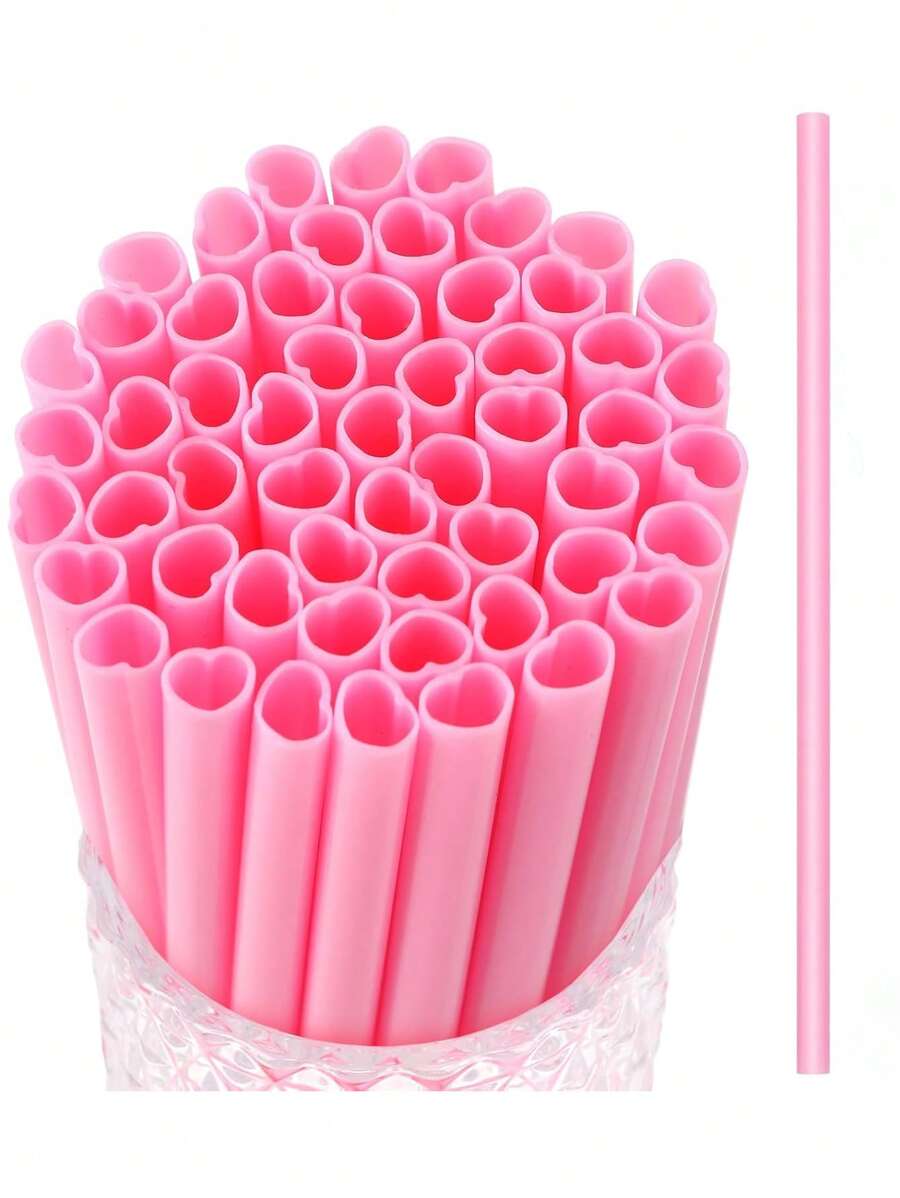 36 pajitas con forma de corazón color rosa, pajitas lindas empacadas individualmente, pajitas rosas adecuadas para cócteles, fiestas de cumpleaños, bodas, regalo de novia para el Día de San Valentín, útiles escolares