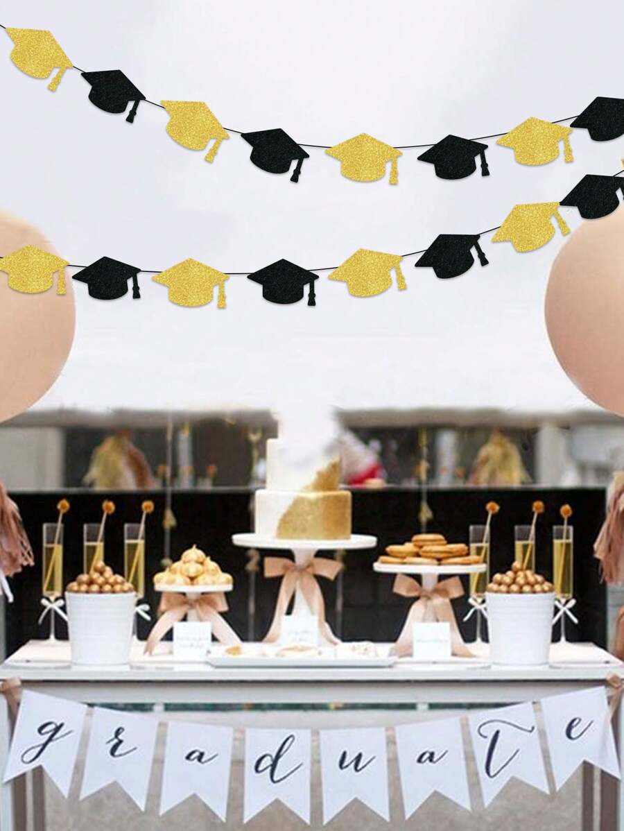 Graduation Decorations Class Of 2025 Graduation Banner Glitter Congrats Grad Cap Banner For Grad Party Decorations 2025