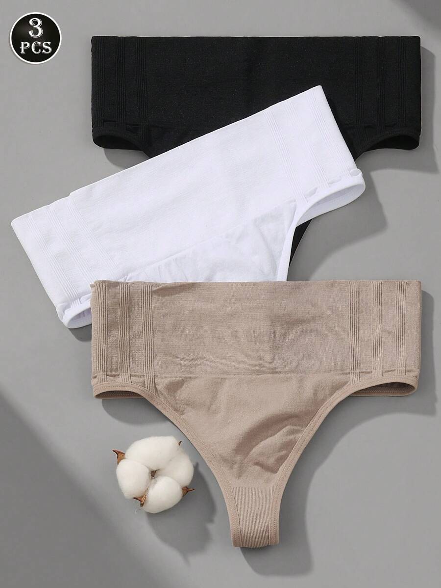 VKME 3 Pezzi Set di Mutandine a Vita Alta Senza Cuciture in Maglia