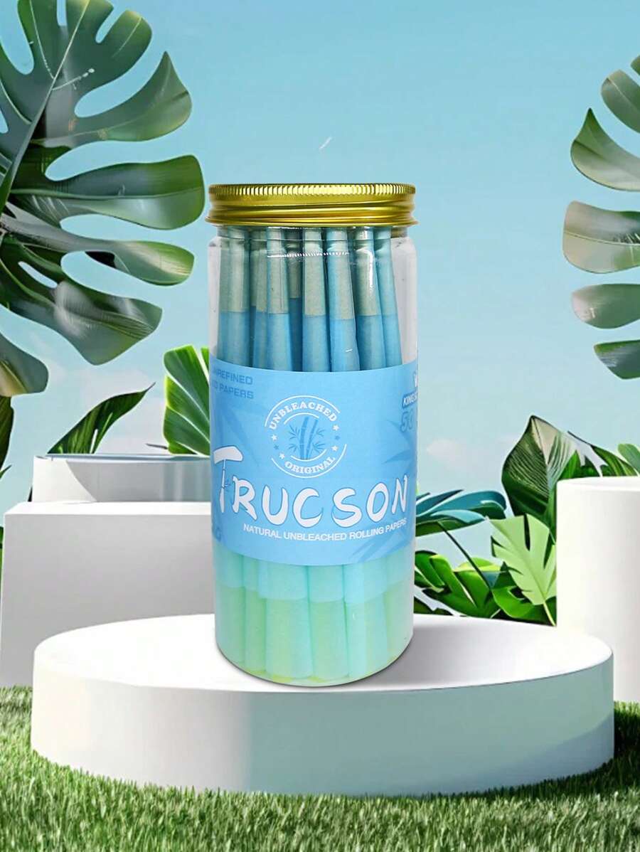 Blue Canned Pre-Rolled Cone-Shaped Ultra-Thin Slow-Burning Pointed-End Rolling Paper, Portable Cone-Shaped Rolling Paper, Valentine's Day Gift, Party Gift, Gift For Friends, Outdoor Supplies, Pre-Rolled Filter Tip Paper Accessories, Easy To Carry.