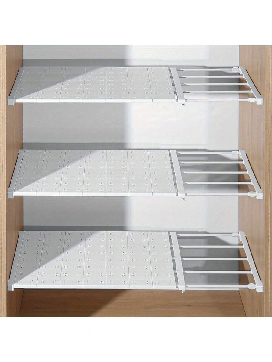1pc Adjustable Storage Shelves Set - No-Drill Extendable Closet, Kitchen, Bathroom Organizer Boxes | Space-Saving Expandable Rack System, Fits Most RVs, Durable Plastic Material, Non-Electric