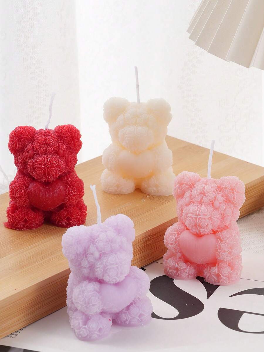 1pc Rose Bear Aromatherapy Candle, Lovely Decoration Wedding Partner Hand Gift Home Decoration,Valentine's Day Gift,Birthday Present,Christmas Decorations,Christmas Decor,Christmas Gifts,Room Decor