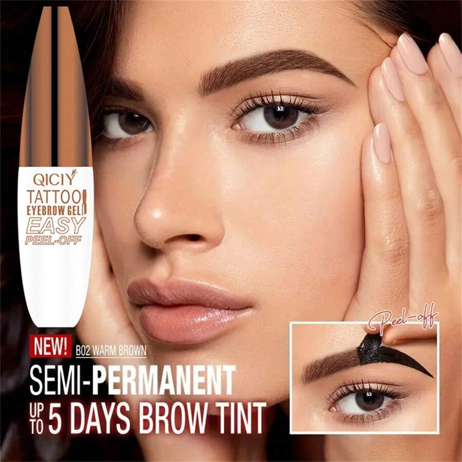 Gel tinte de cejas de tatuaje que se pela, tinte de cejas de tatuaje semi-permanente que se pela, dura hasta 3 días, impermeable, a prueba de transferencia, para unas cejas talla grande llenas y definidas