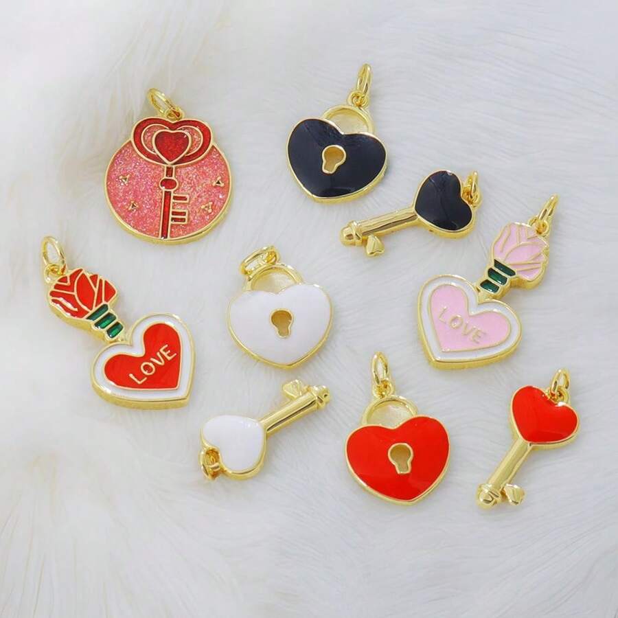 1pc Copper Creative New Luxury Fashion Keylock Pendant, DIY For Bracelet, Necklace, Earring, Bag Charm