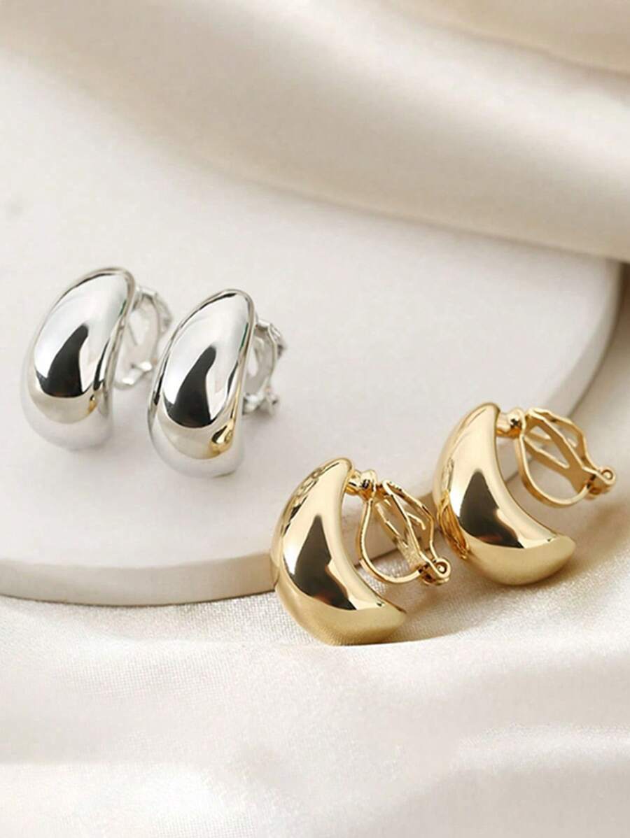 Personalized Casual And Simple Droplet Shaped Ear Clip Earrings Without Ear Holes, Elegant Women's Leisure Travel Summer Fashion Beach Party Jewelry Accessories, Sexy Women Punk Jewelry Daily Wear