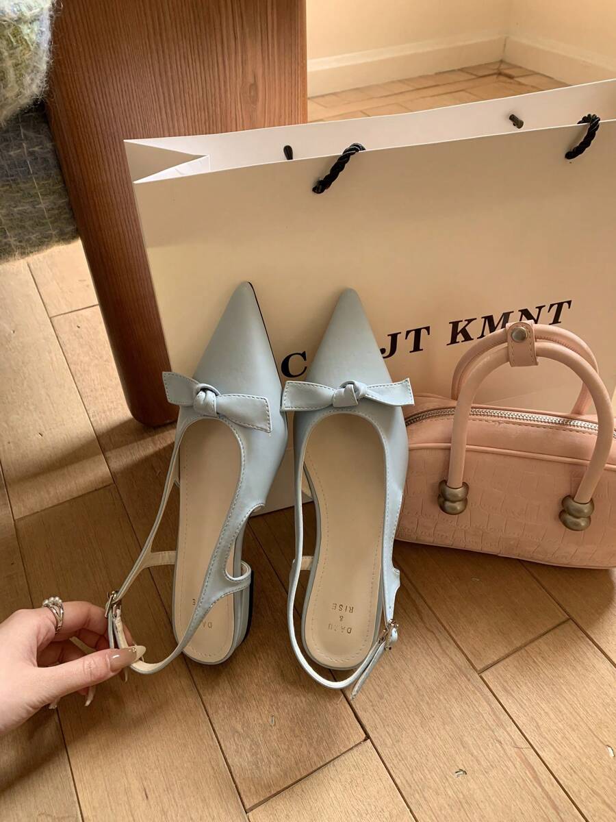 1 Paar einfarbige elegante Party Feiertags Basic Fee Hochzeit Büro Pendler Geschäft sexy Schleife PU Leder Flache Sandalen, Frühling/Sommer