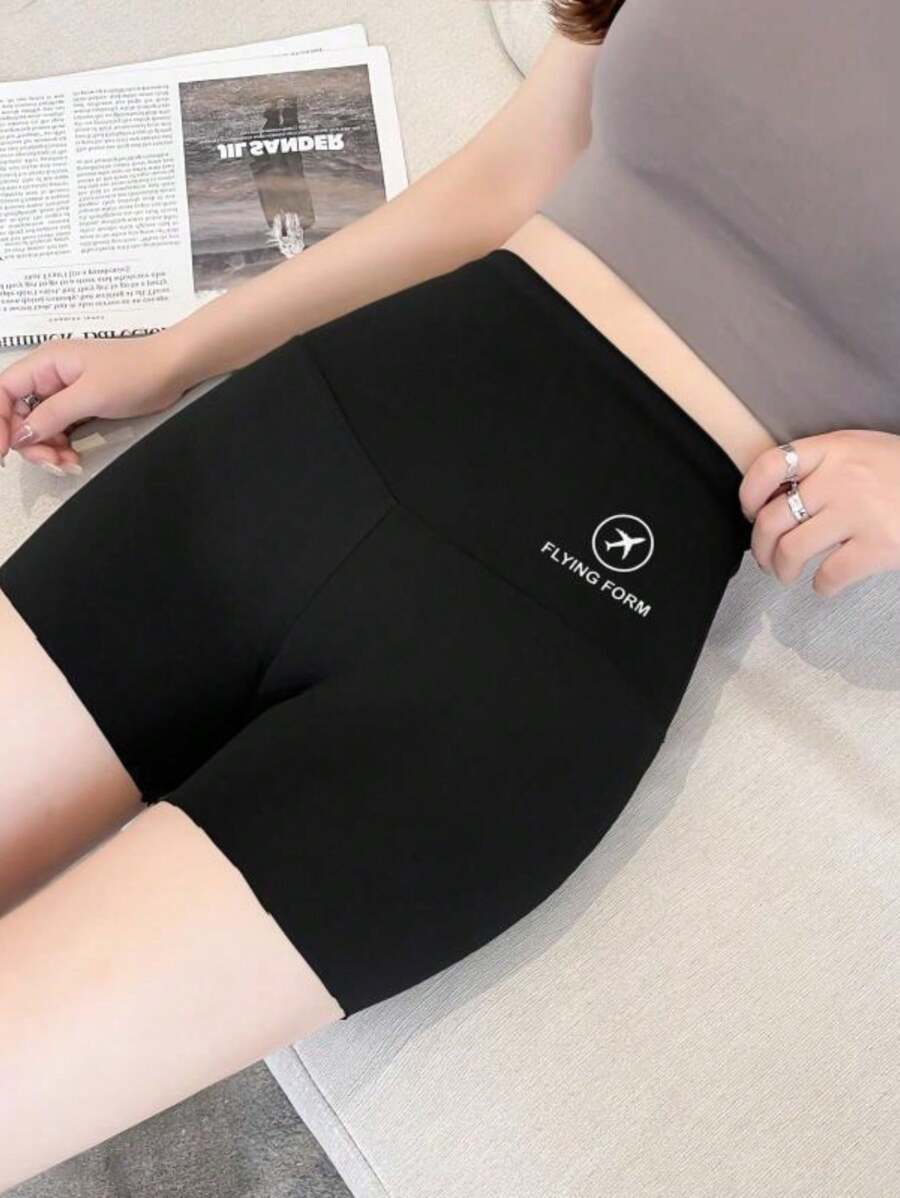 1pc Women Seamless Anti-Chafing Safety Shorts, Thin Slimming Shark Printed Shorts For Summer, Yoga/Cycling Activewear