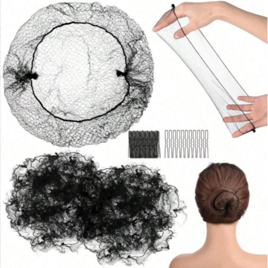 Set de 60 de plase elastice invizibile pentru păr și agrafe, pentru cocuri, balerini, accesorii pentru păr