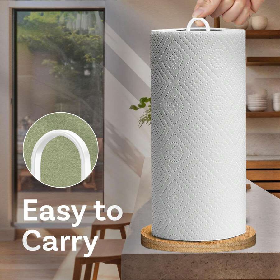 Soporte de madera para toallas de papel de mostrador, soporte independiente para toallas de cocina con base antideslizante para baño, soporte decorativo de madera rústico para toallas de papel de estilo rústico y de granero