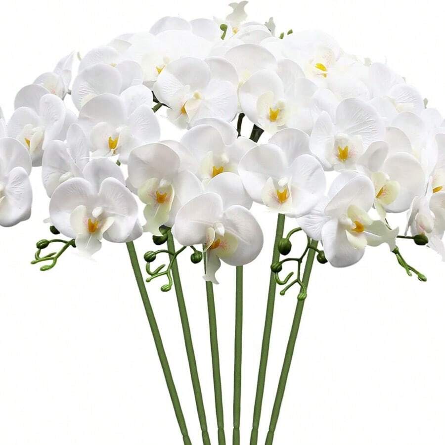 2/4/6 piezas Flor de orquídea Phalaenopsis artificial para decoración del hogar