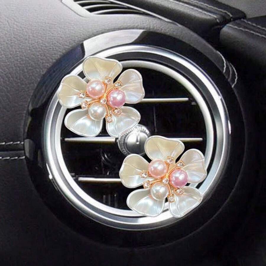 2pcs Car Air Vent Clip-On Floral Fragrance Diffuser, Auto Interior Decor Accessories For Driver & Passenger Side