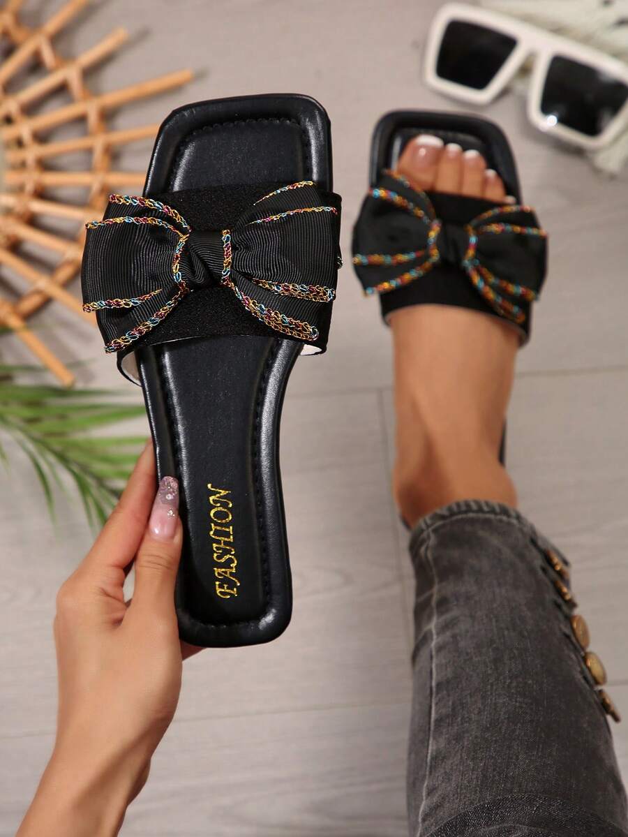 2025 New Beach Slip-On Sandals, Women's Stylish Bowknot Strap Flat Sandals, Non-Slip For Summer