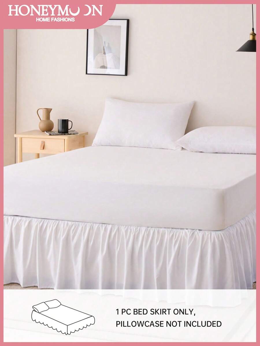 1 pièce Jupe de lit volantée de base, léger, style classique, doux et élégant 100% microfibre avec une chute de 38 cm, blanc. Pour les essentiels de literie de maison et de dortoir scolaire.