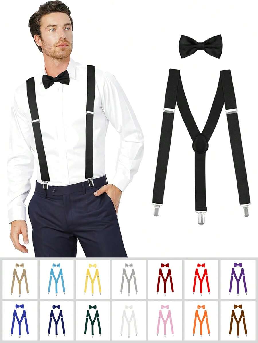 1 set Conjunto de tirantes con lazo a modo de clip en forma de Y ajustable, tirantes para los hombros para Halloween, fiesta de disfraces, banquetes, adecuado para adolescentes, uso casual de verano, al aire libre, atlético, de viaje, regalos de graduación o cumpleaños, accesorios de vestir diarios