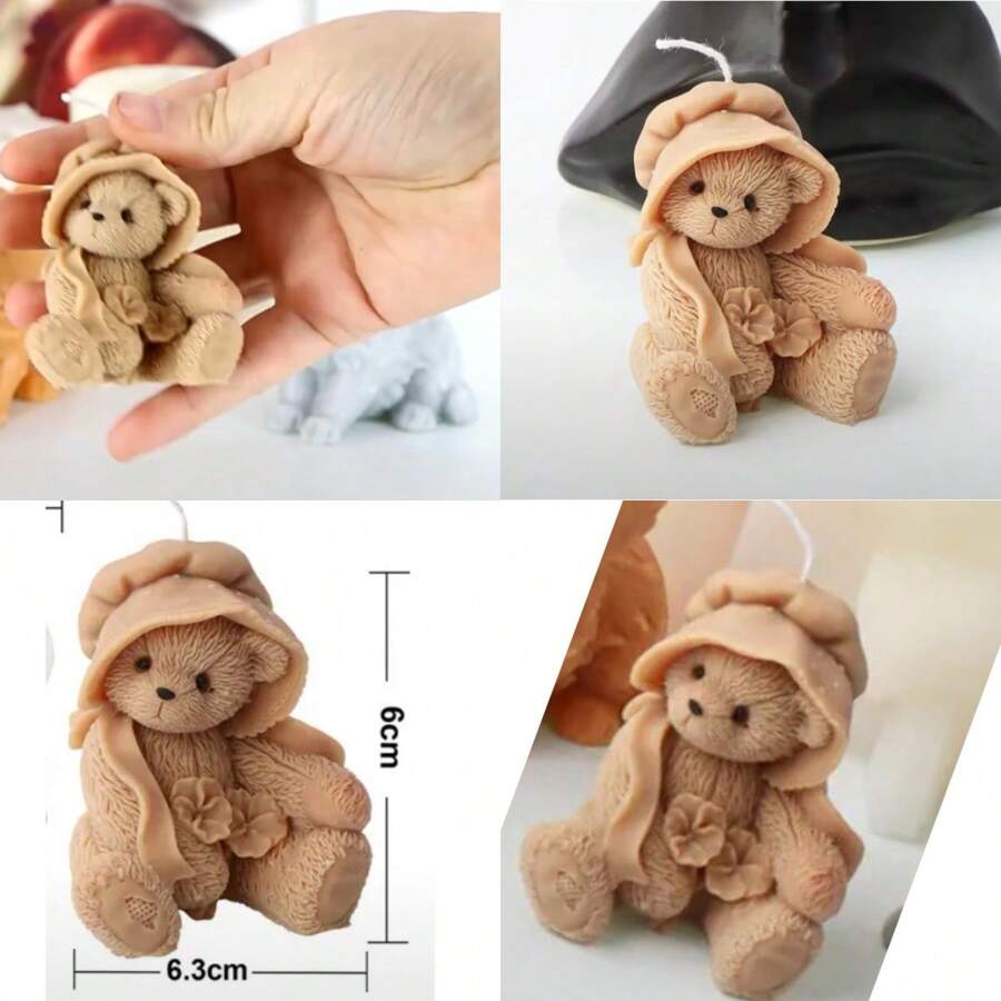 3D Teddy Bear Silicone Candle Mold Animal Cute Couple Bears Epoxy Resin Mould Home Decor Soap Making Tools Romantic Wedding Gift