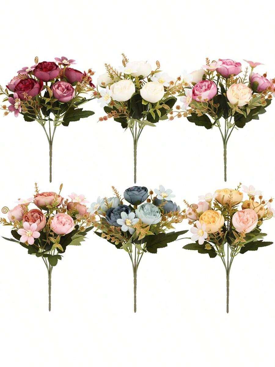 1 Stück simulierte Blume Rosenknopf Ball Chrysantheme im europäischen Vintage-Stil hochwertige Seidenblume Hochzeit Dekoration Fotoshooting Requisiten, helle Blumensträuße ganzjährig, Vasenausfüllung in der Mitte des Esstisches, Hochzeit Willkommensbogen Dekorationszubehör