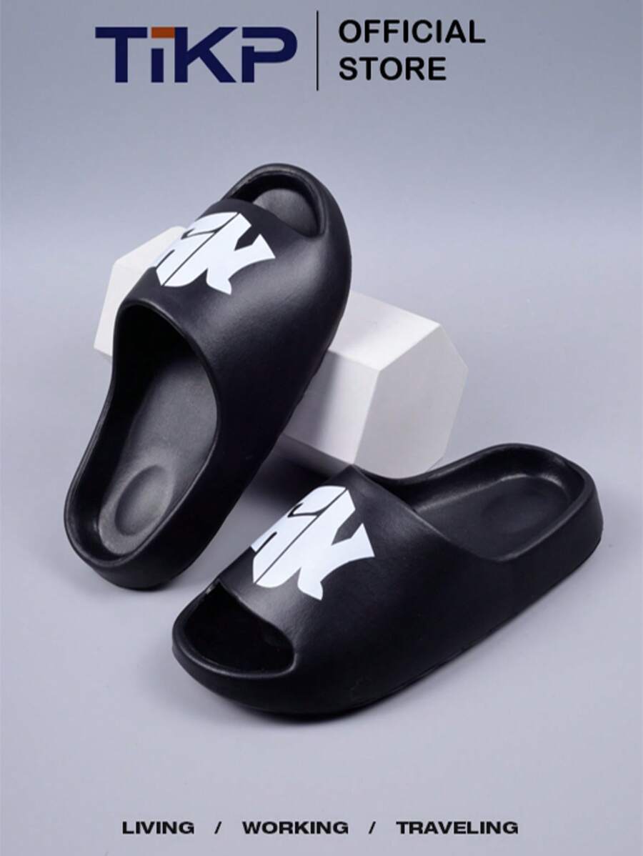 Chanclas casuales para hombres de EVA, diapositivas cómodas y duraderas con estampado de moda, aptas para interiores/exteriores, playas, duchas - Patrón geométrico