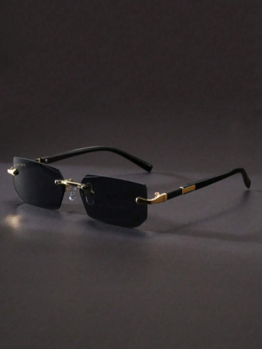 1 piÚce Lunettes de mode sans monture noires avec petit cadre, idéales pour l'été, la plage, les vacances, l'extérieur et les voyages