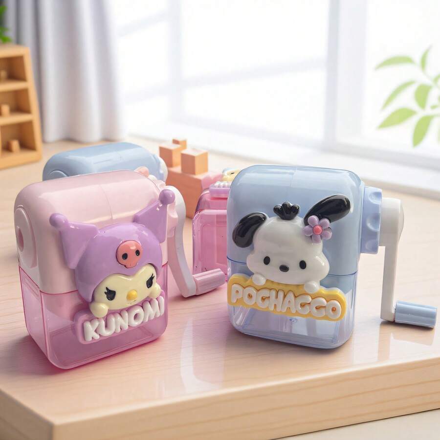 Sanrio Taille-crayon à manivelle Sanrio avec motifs Cinnamon Dog, My Melody, Kuromi, Big Ear Dog Pacha Dog, Hello chat et Pudding Dog. Taille-crayon, taille-crayon - thème de dessins animés, fournitures scolaires et cadeaux d'anniversaire, réservé aux élèves