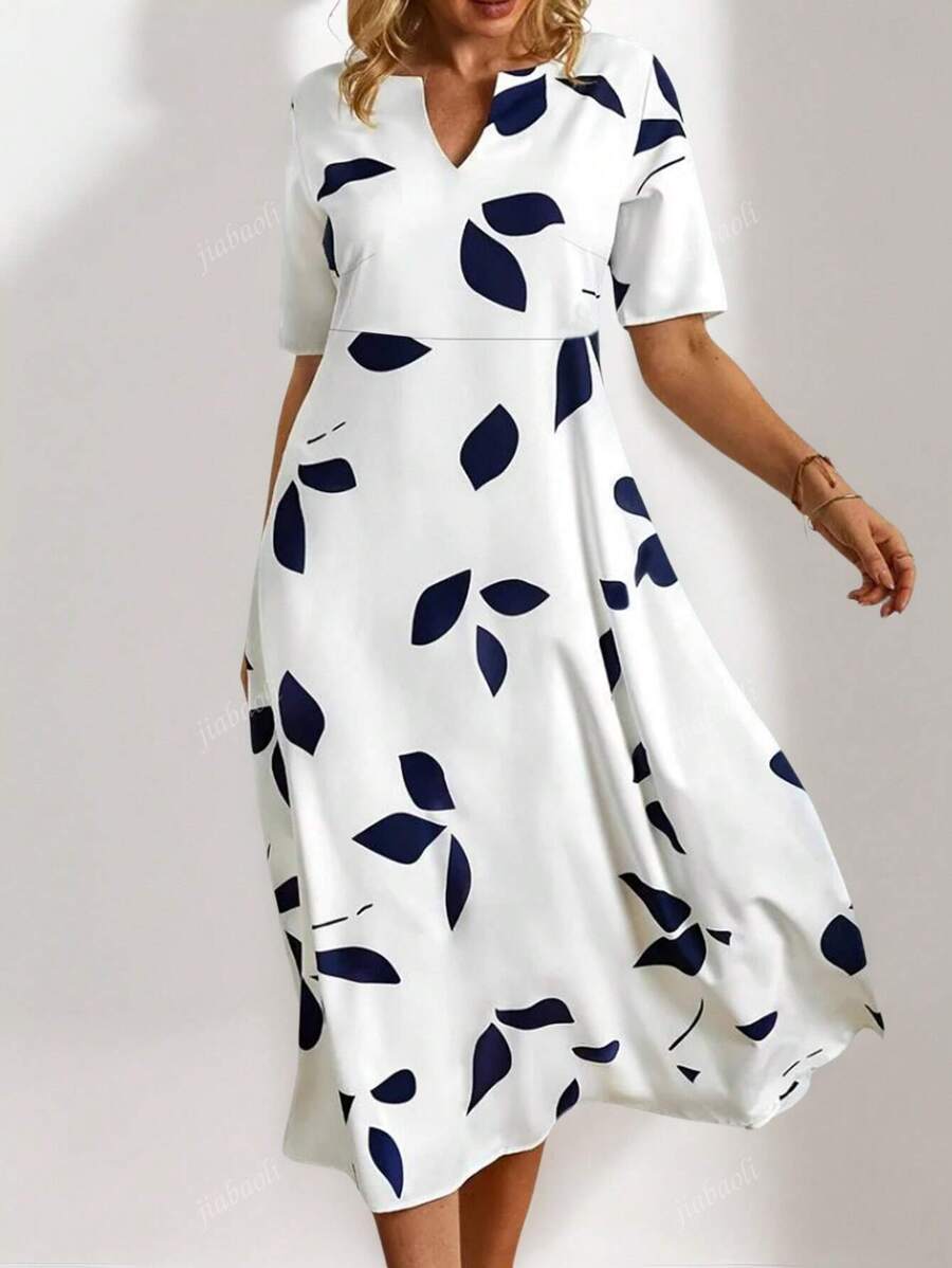 Abito da donna senza maniche con scollo a V e stampa digitale geometrica