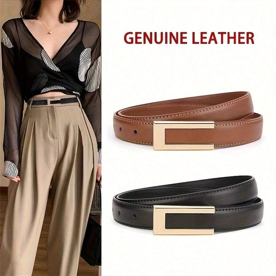 Cinturón real para mujer - Trenzado casual de, no lavable, adecuado para uso diario y ocasiones formales, accesorio de moda para vaqueros, se ajusta de talla mediana a talla grande, sin plumas, para verano, escuela