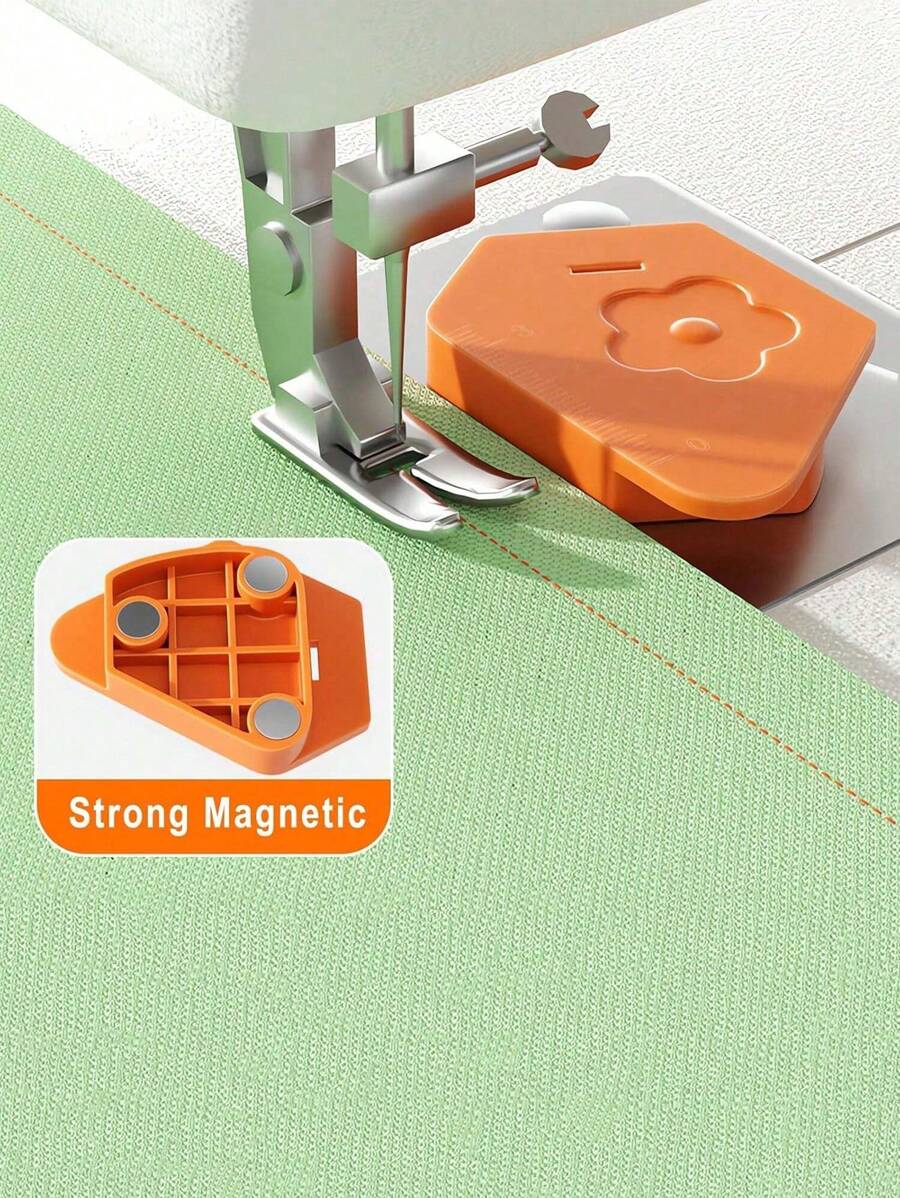 1PC Magnetic Seam Guide For Sewing Machine, Polygonal Seam Guide Hemmer Guide With Scale, Magnetic Sewing Guide,Sewing Supplies And Accessories