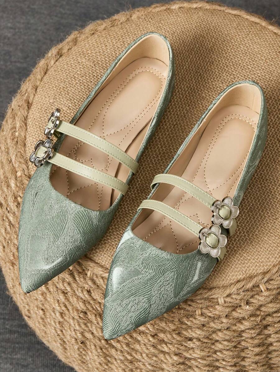 1 paio di scarpe da donna con punta affusolata e suola piatta, in morbida pelle per ufficio e lavoro, versatili mocassini casual slip-on, comode ballerine con tacco basso e tomaia bassa, adatte per il pendolarismo