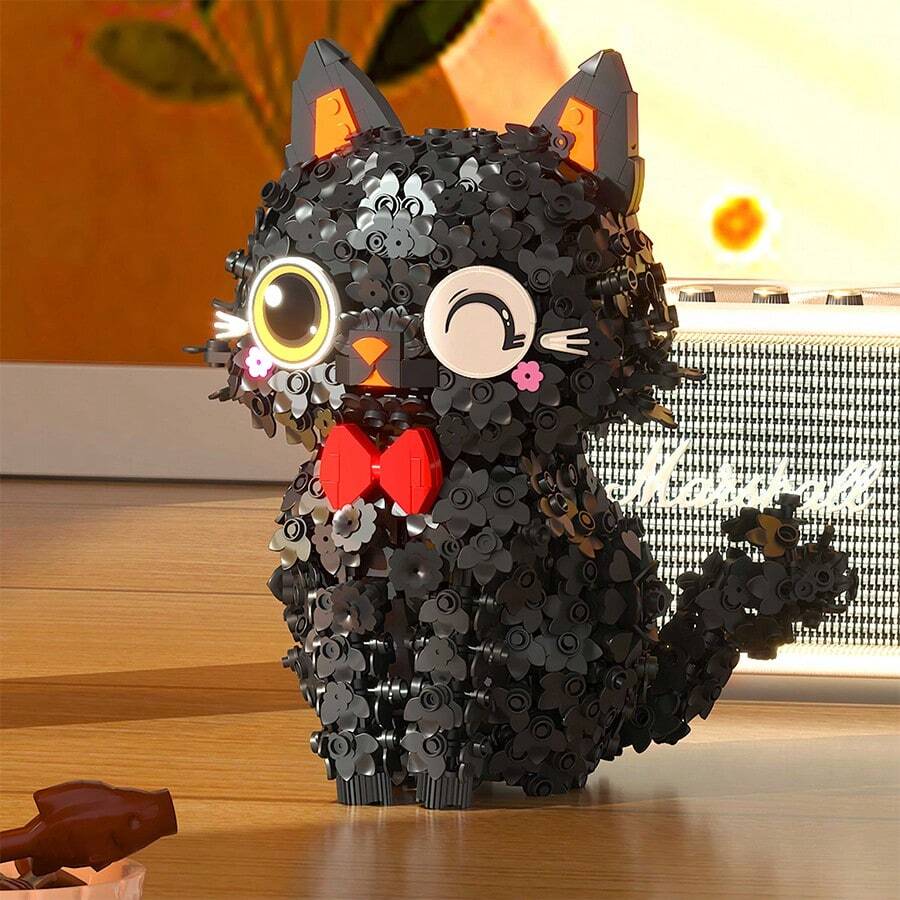 talla grande de 1000 piezas Bloques de construcción con diseños kawaii de gatos negros, animales, mascotas, piezas pequeñas para hacer rompecabezas 3D, artículos de decoración creativa, regalos para cumpleaños, Día de la Madre, Día de San Valentín