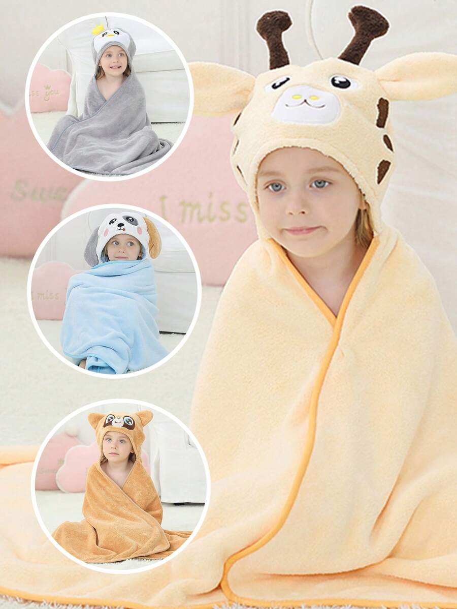 MICHLEY MICHLEY 1pc Baby Cartoon Hooded Absorbent Cute Towel Unisex Soft And Comfortable Swimming Bathrobe Large Towel 125cm X 80cm Suitable For 0-7 Years Old