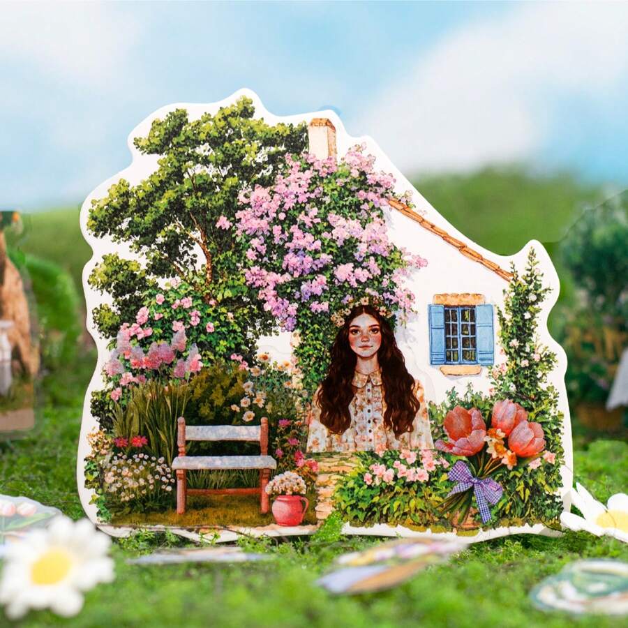 Ein Set mit 120 Stücke Pflanzen und Blumen Kreativ-Klebeband, romantische Serie, geeignet für Papierschnitt, Buchschöpfung und Dekoration, Tagebuch, Album und Gedenkbuch Dekoration, für Nutzer ab 14 Jahren geeignet - kreative Aufkleber Sammlung, geeignet für DIY Projekte und Planer