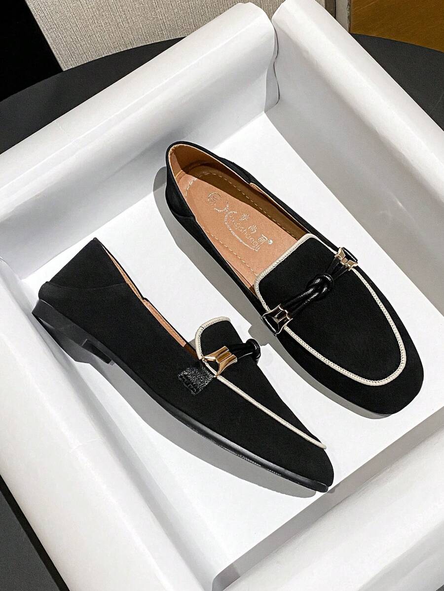 Mengshangli Slip-On Flats, Women's Fashion Slip-On Plug Loafer Shoes, Versatile Net Celebrity Shoes, Casual Loafers
