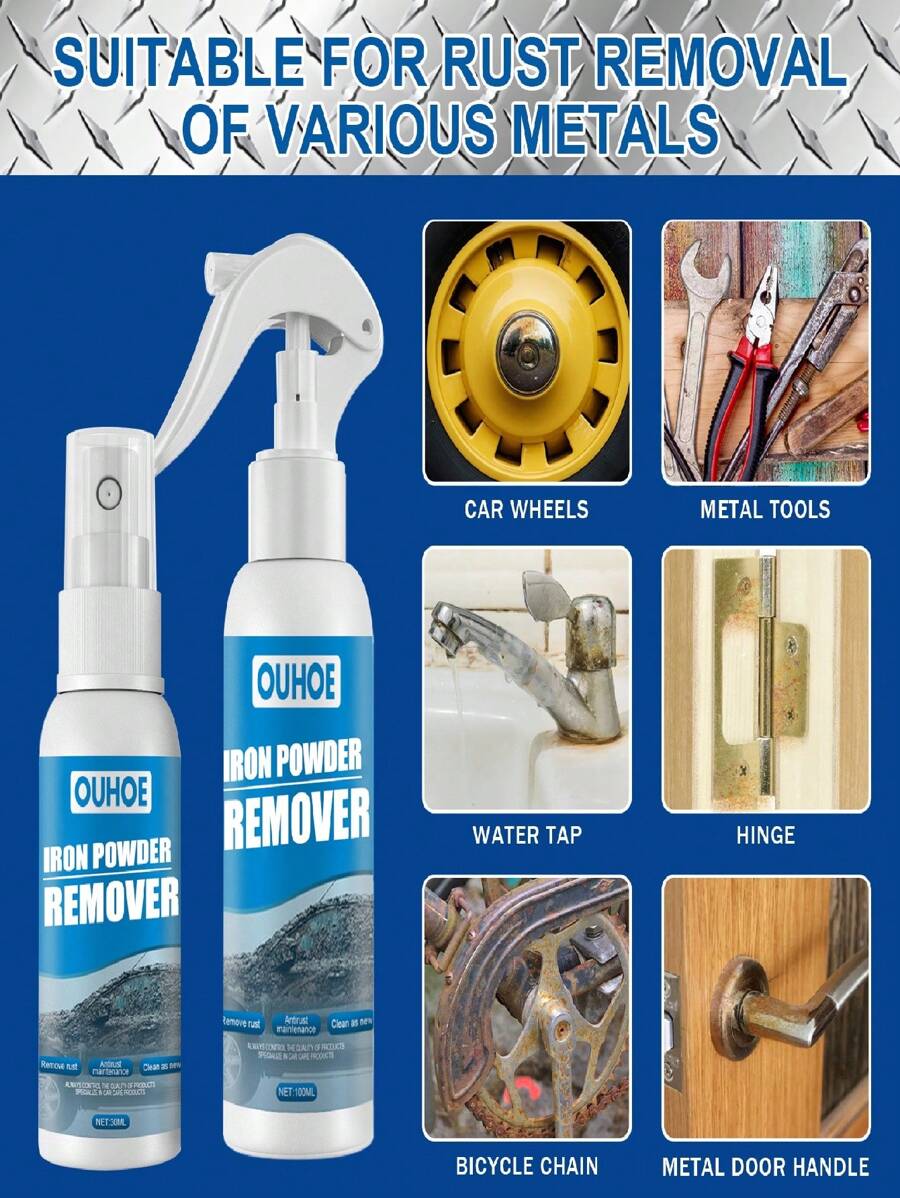 Car Rust Remover Spray, Anti-Rust Agent, Automotive Rust Removal, Cleaning Supplies