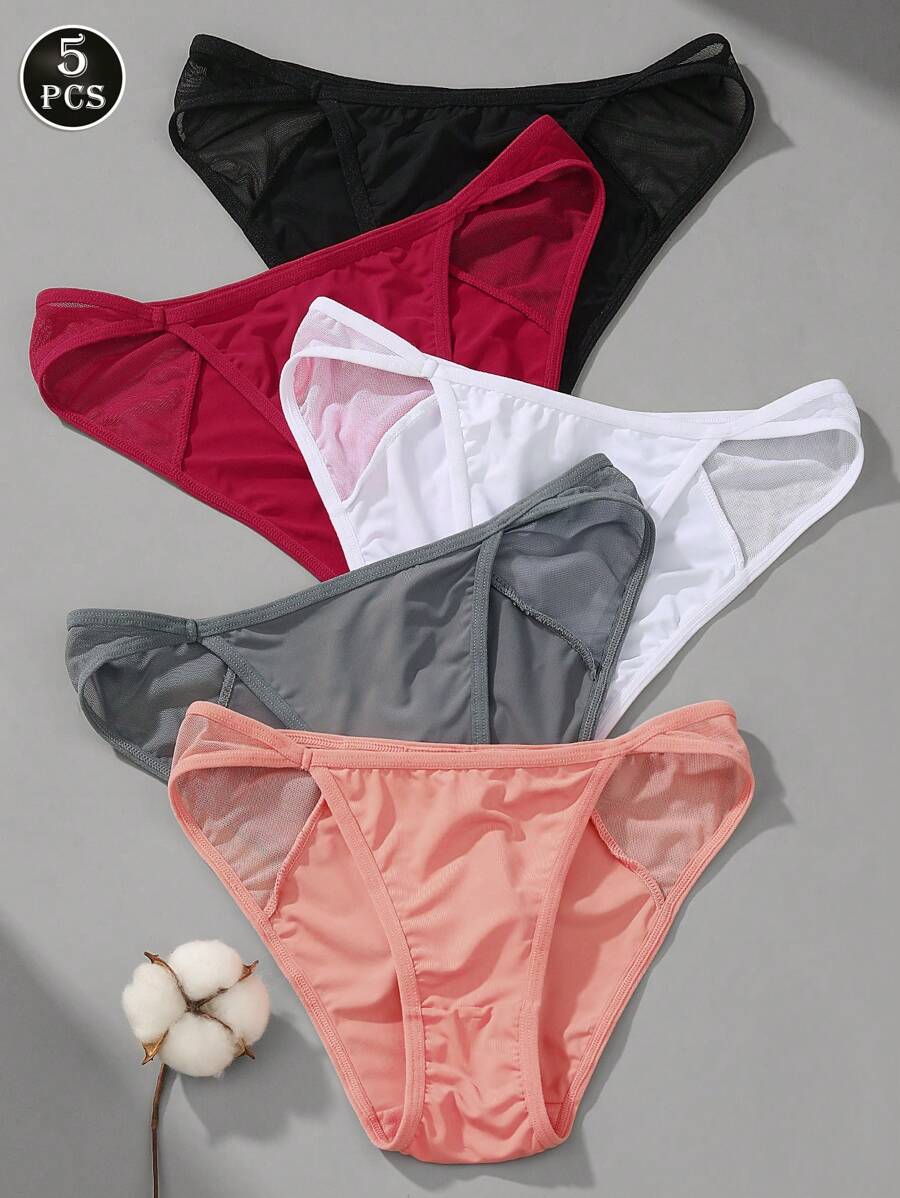 VKME Set da 5 pezzi di mutande a vita bassa sexy in pizzo traforato
