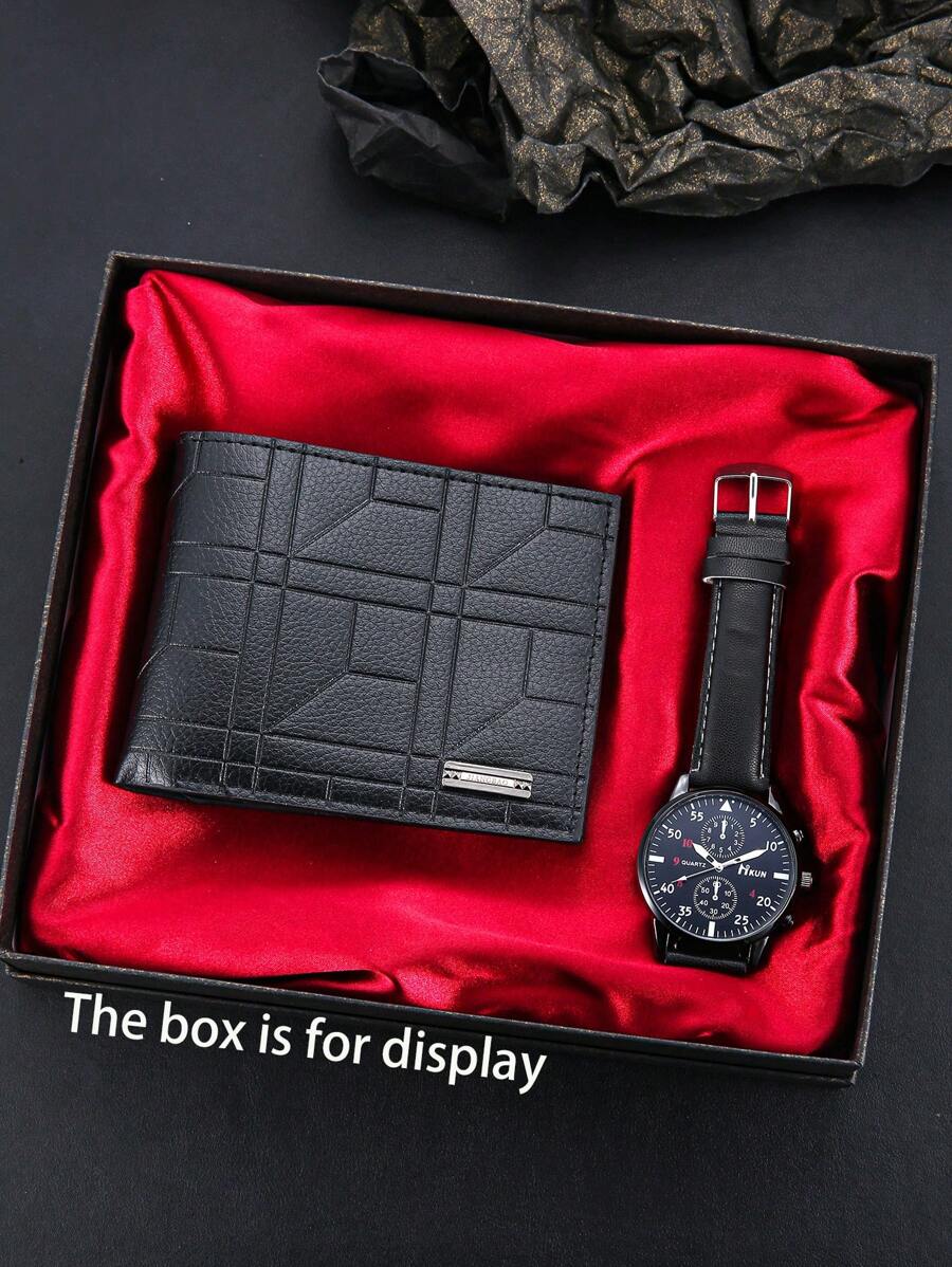Set de 2 relojes de pulsera cuarzo analógicos de PU versátiles y de moda para hombre