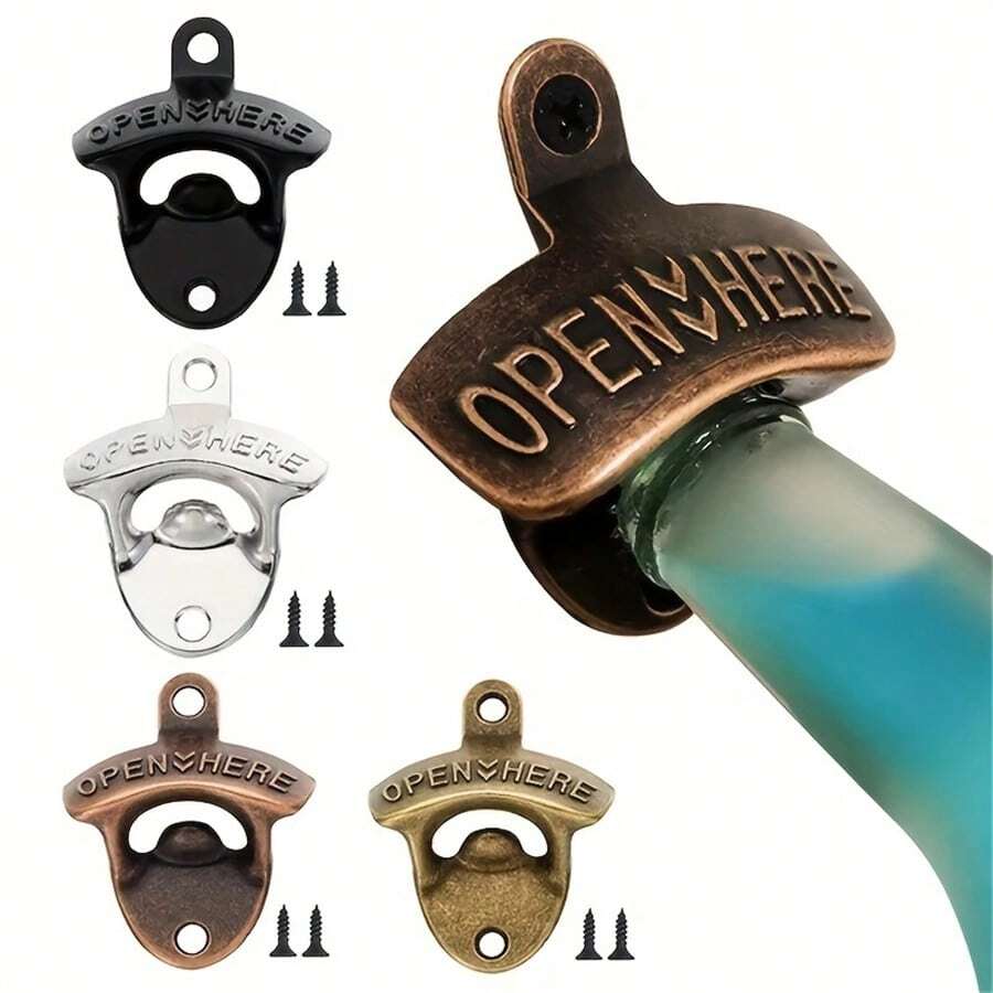 Bottle Opener Wall Mounted Vintage Retro Alloy Hanging Open Beer Tools Four Colors Available Beer Soda Stonego Bar Accessories Kitchen Gadgets