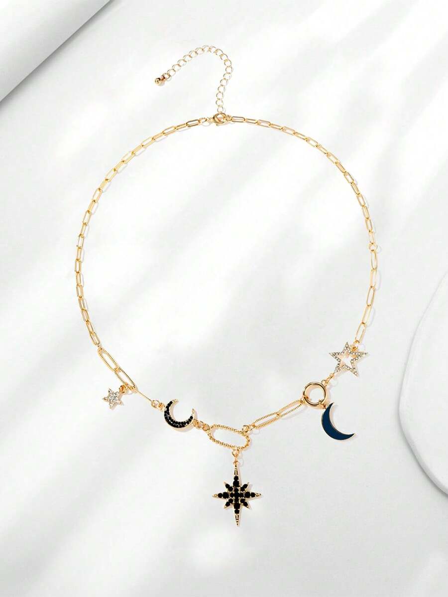 1pc Sun Heart Pendant Necklace, Heart Shaped Necklace With Short Chain, Unisex Hip-Hop Music Charm Necklace