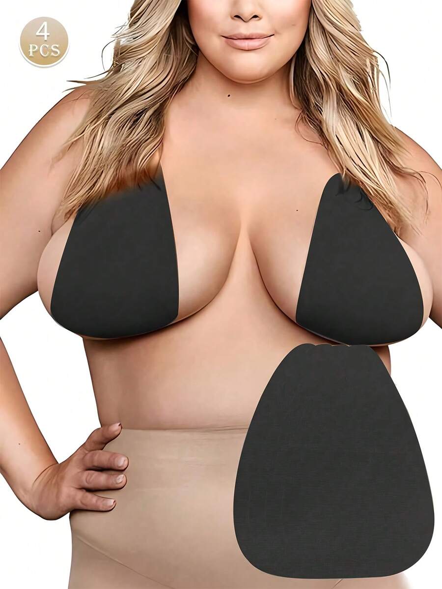 4 piezas de Sujetadores sin espalda y sin tirantes de silicona invisibles en colores beige, negro y café, adecuados para tallas de copa B-E