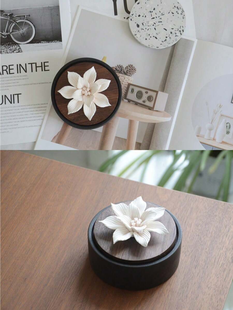 Aromatherapy Ornament, Aromatherapy Diffuser,Add Essential Oils Or Perfume,Shaped Like A Romantic Flower,Equipped With Ceramic Container And Walnut Lid,For Home Decoration, Yoga Rooms, Studies, Photography Studios, Cafes ,Art Galleries.This Is A Romantic And Luxurious Home Decoration Item, Which Is Packaged In A High-End And Luxurious Gift Box. Birthday Gift , Holiday Gift.Mother's Day,Gift For My Mother